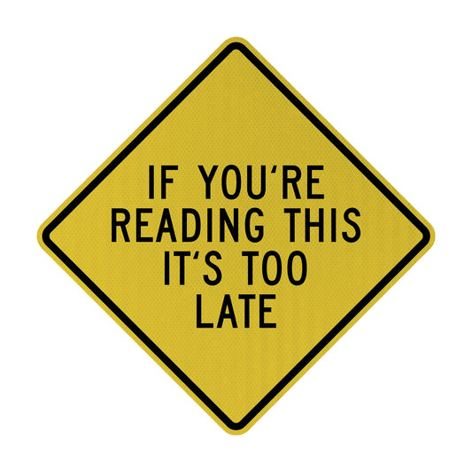 If You're Reading This It's Too Late Streetsign